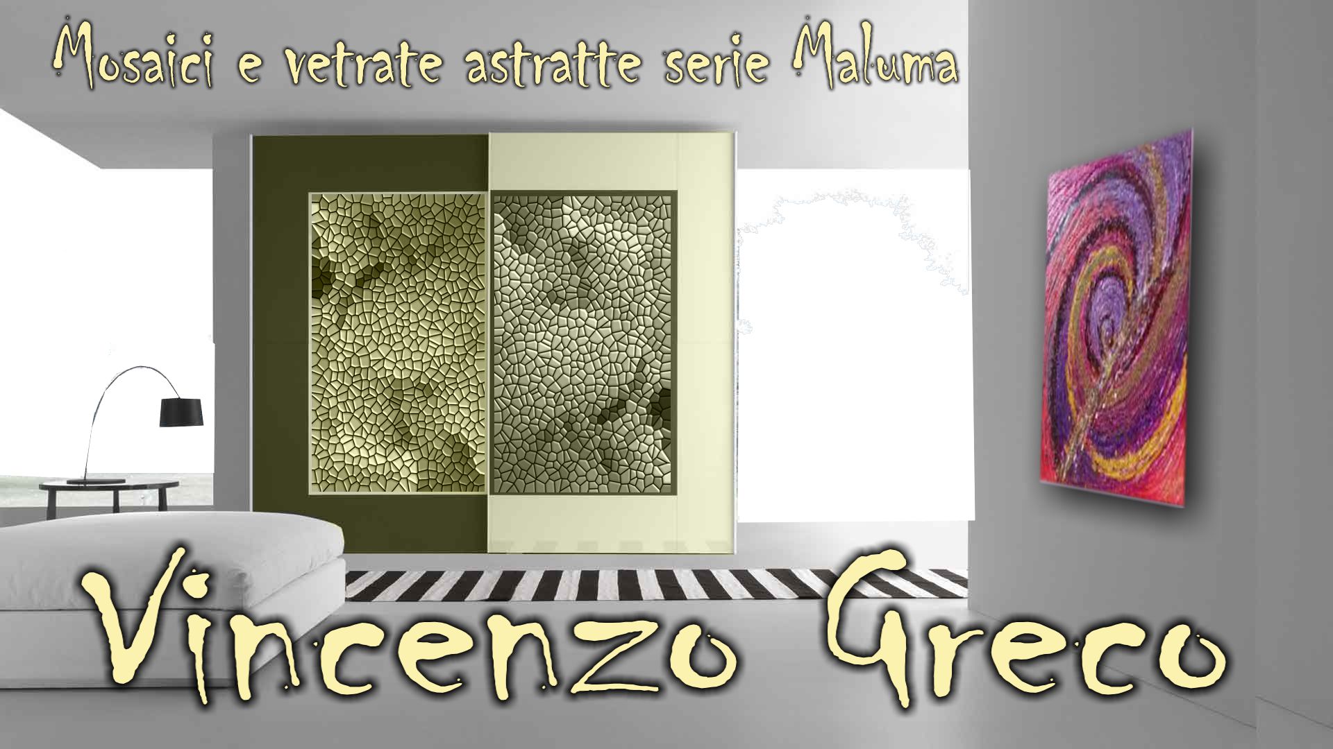 Mosaici e vetrate informali per porte e arredamenti moderni serie 